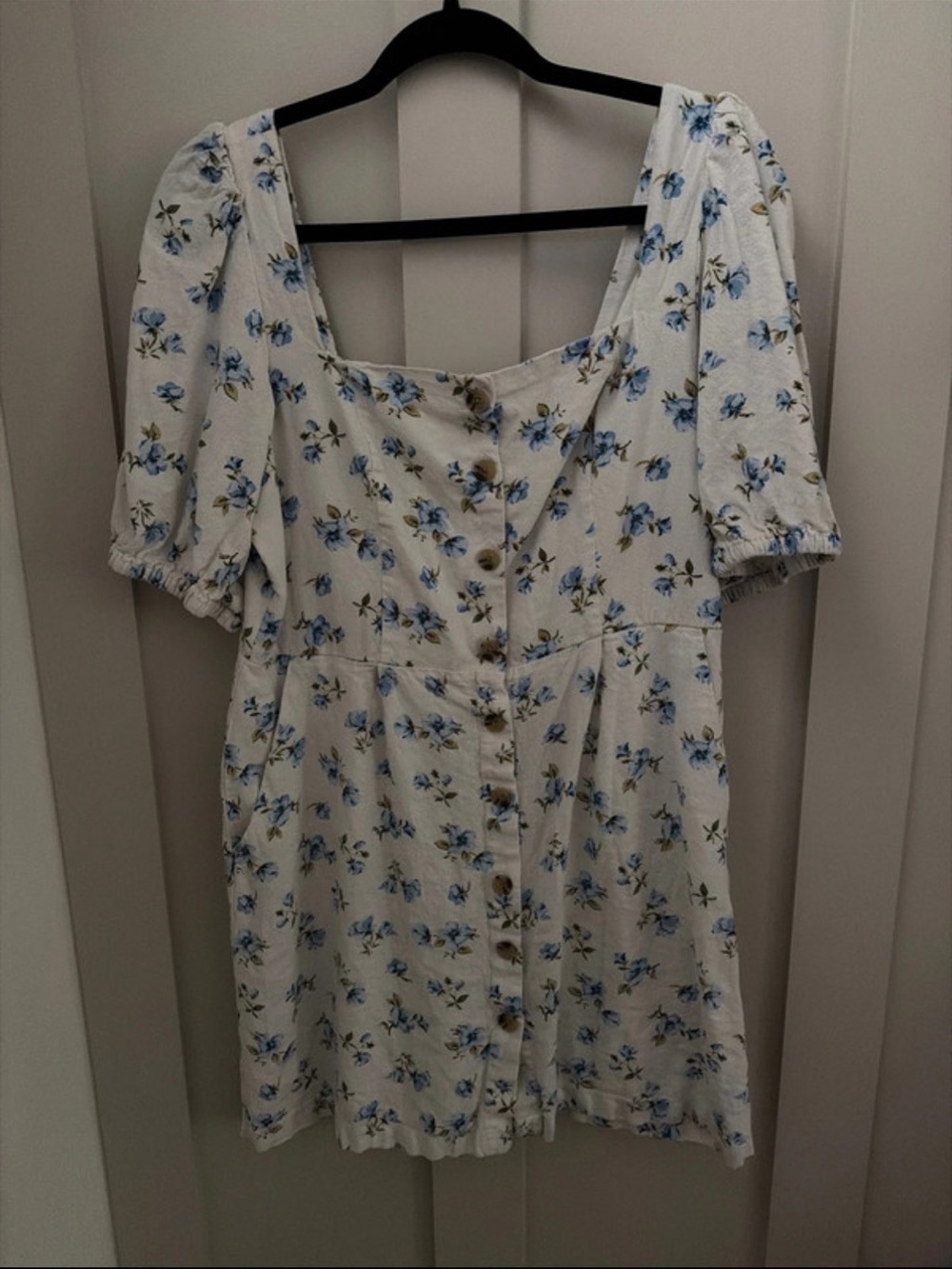 Old Navy White Dress with Blue Floral Print
